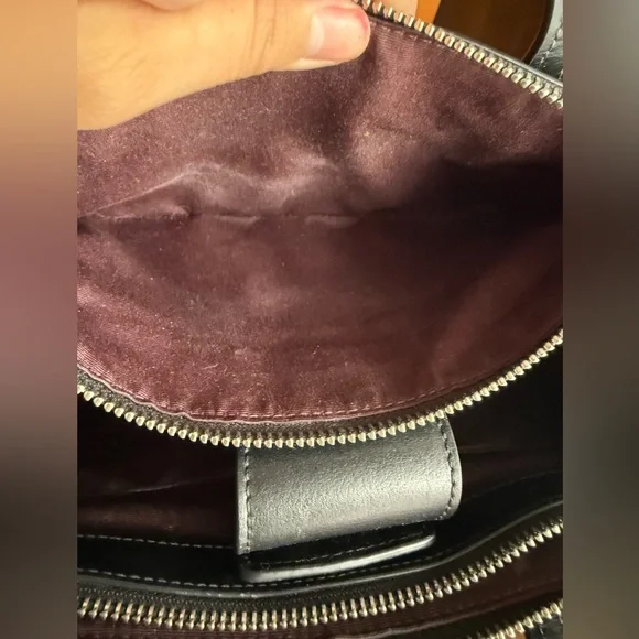 Coach Embossed C Black Leather Handbag Crossbody - Picture 5 of 15